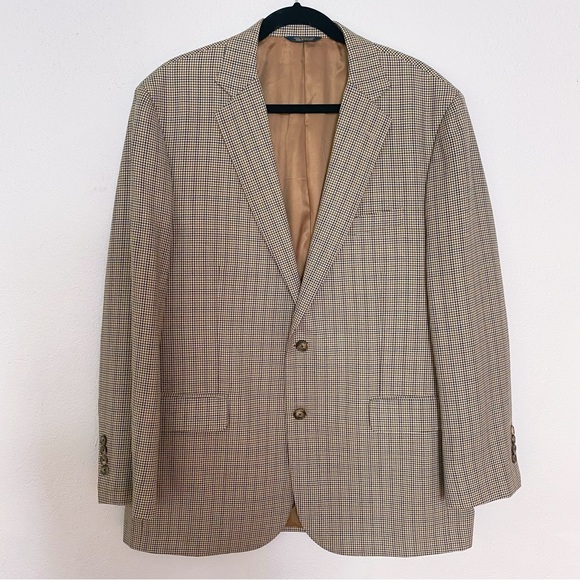 Brooks Brothers Other - Brooks Brothers 1818 Madison Moon Men’s Blazer Coat Brown Plaid 44R Wool Lined